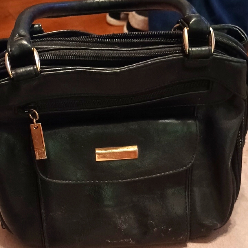 Elegant Black Leather Handbag NWOT
